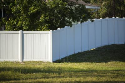 Tan Vinyl Fence Installation